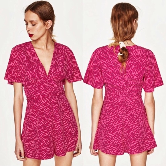 short polka dot jumpsuit zara